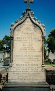 Headstone of Ellen Grant (nee Tierney) and other family members